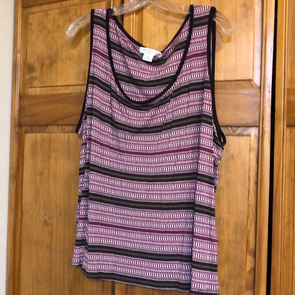 Liz Claiborne Pink and Black Striped Tank Top 3X